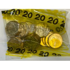 AUSTRALIA 2015 . ONE 1 DOLLAR . 20 COINS IN SEALED BAG . MOB OF ROOS